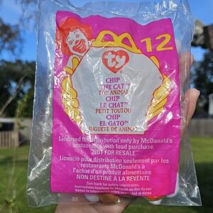 Ty Chip the Cat Toy Animal - Pink and White